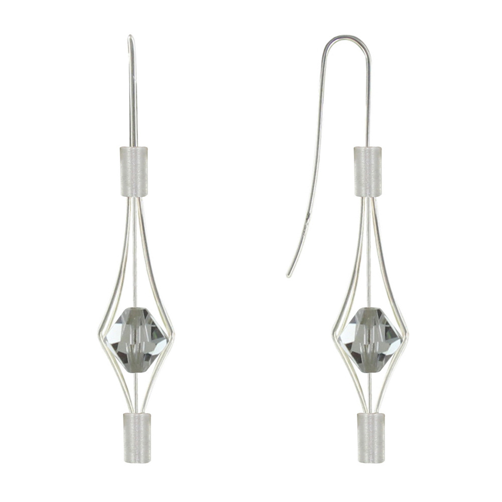 LES POULETTES BIJOUX Boucles d'Oreilles Argent 925 Lanterne et Cristal - Petit Modèl