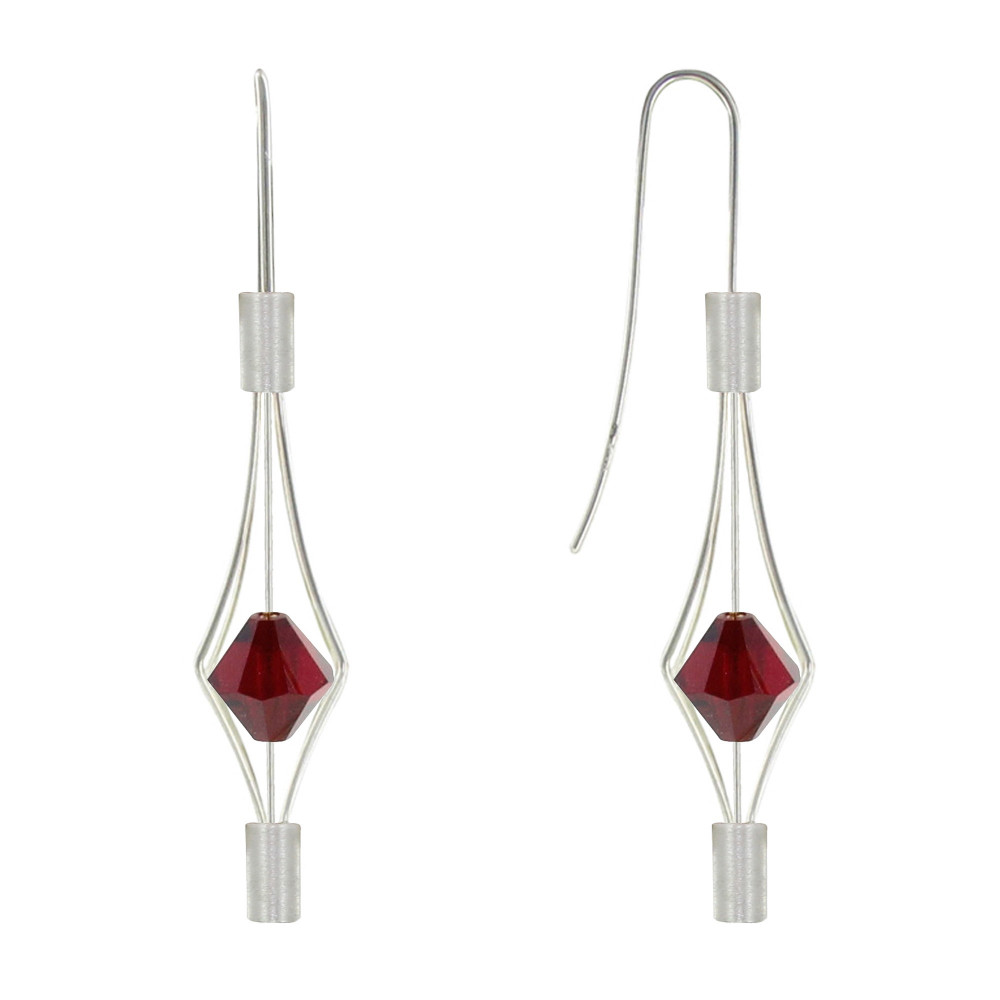 LES POULETTES BIJOUX Boucles d'Oreilles Argent 925 Lanterne et Cristal - Petit Modèl