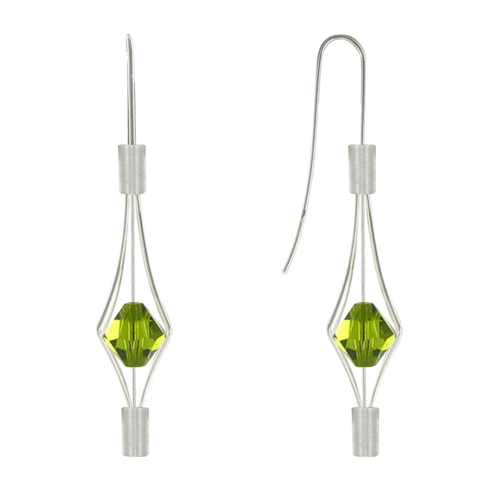 LES POULETTES BIJOUX Boucles d'Oreilles Argent 925 Lanterne et Cristal - Petit Modèl