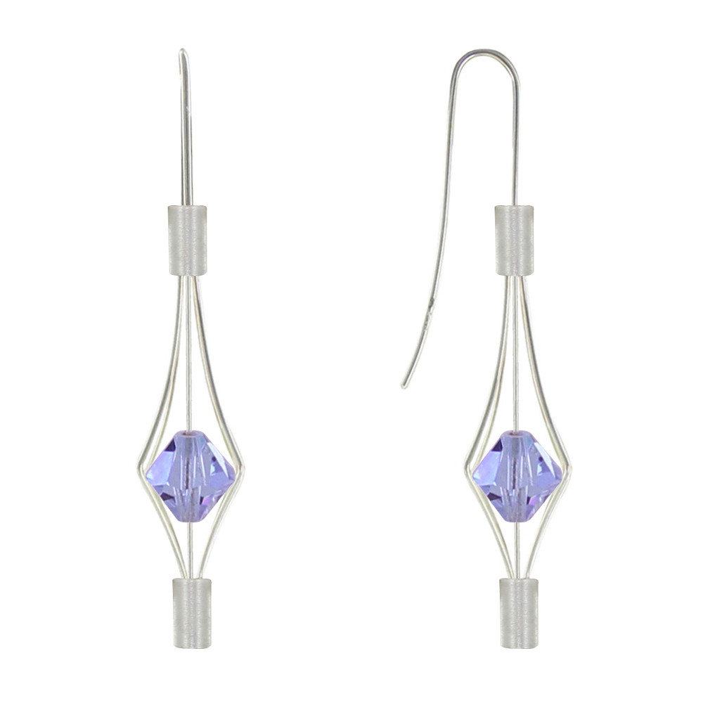 LES POULETTES BIJOUX Boucles d'Oreilles Argent 925 Lanterne et Cristal - Petit Modèl