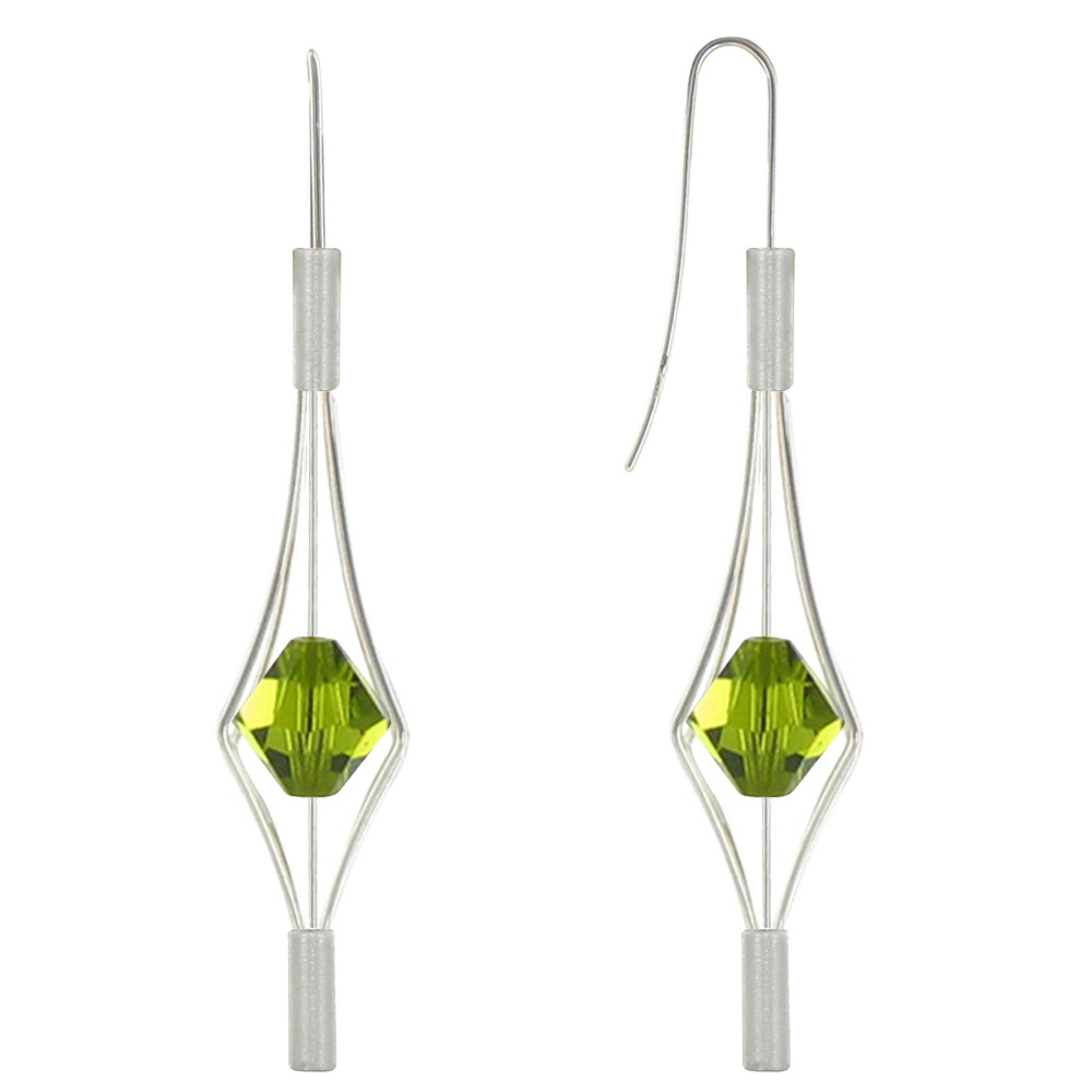 LES POULETTES BIJOUX Boucles d'Oreilles Argent 925 Lanterne et Cristal - Grand Modèl