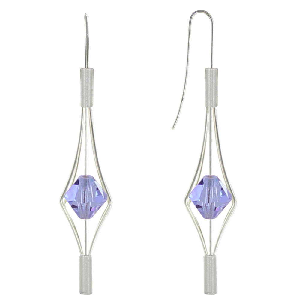 LES POULETTES BIJOUX Boucles d'Oreilles Argent 925 Lanterne et Cristal - Grand Modèl