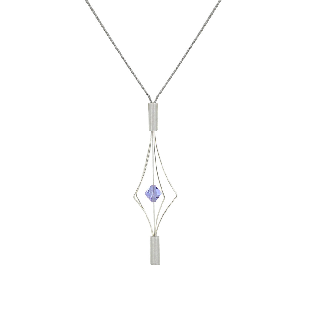 LES POULETTES BIJOUX Collier Argent 925 Lanterne et Cristal - Petit Modèle - Violet