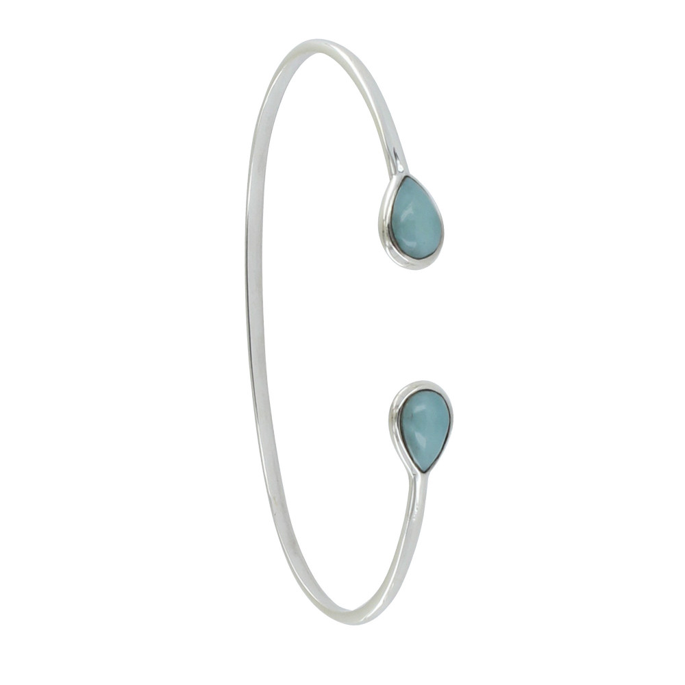 LES POULETTES BIJOUX Bracelet Argent Jonc Deux Gouttes de Larimar