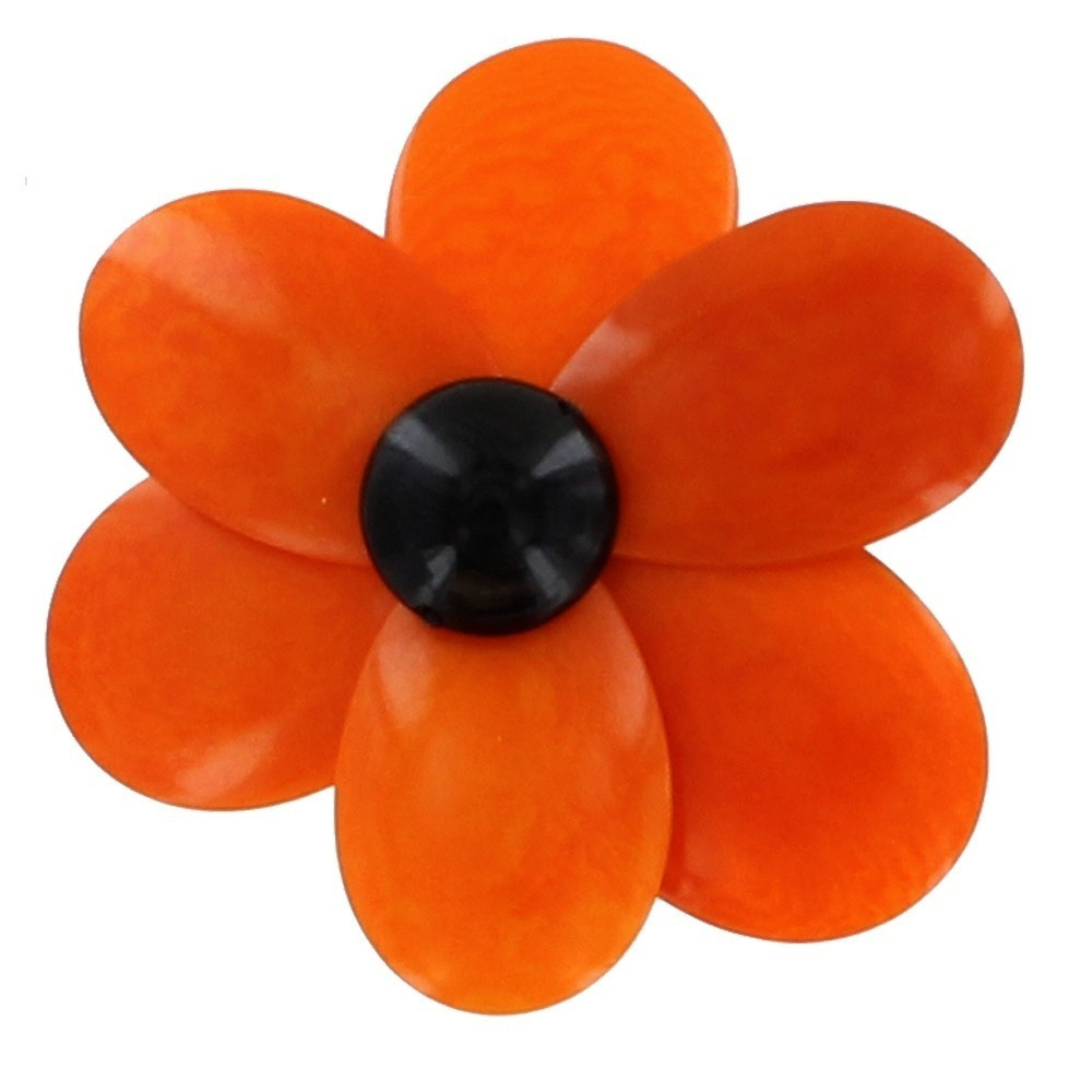 LES POULETTES BIJOUX Broche Fleur en Tagua - Orange