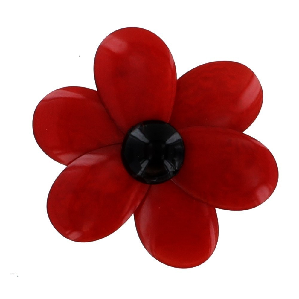 LES POULETTES BIJOUX Broche Fleur en Tagua - Rouge