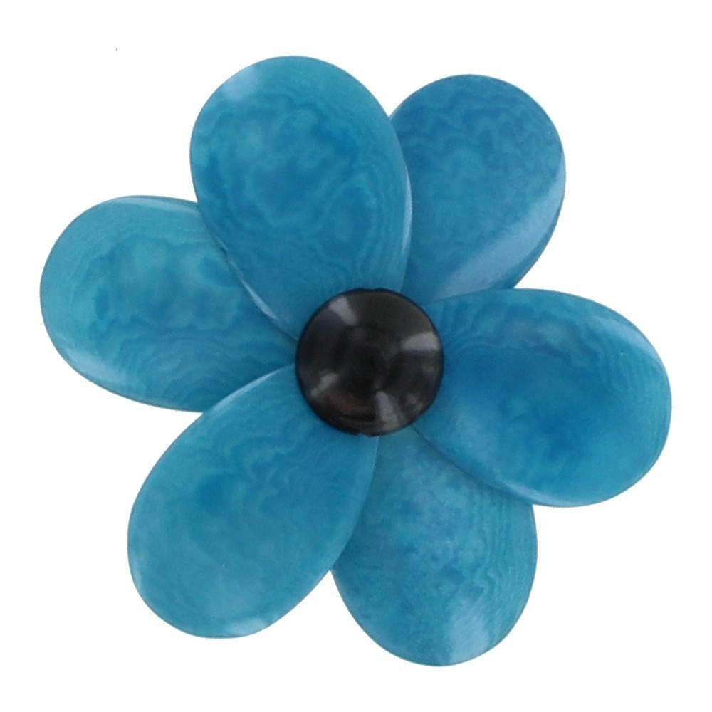 LES POULETTES BIJOUX Broche Fleur en Tagua - Turquoise