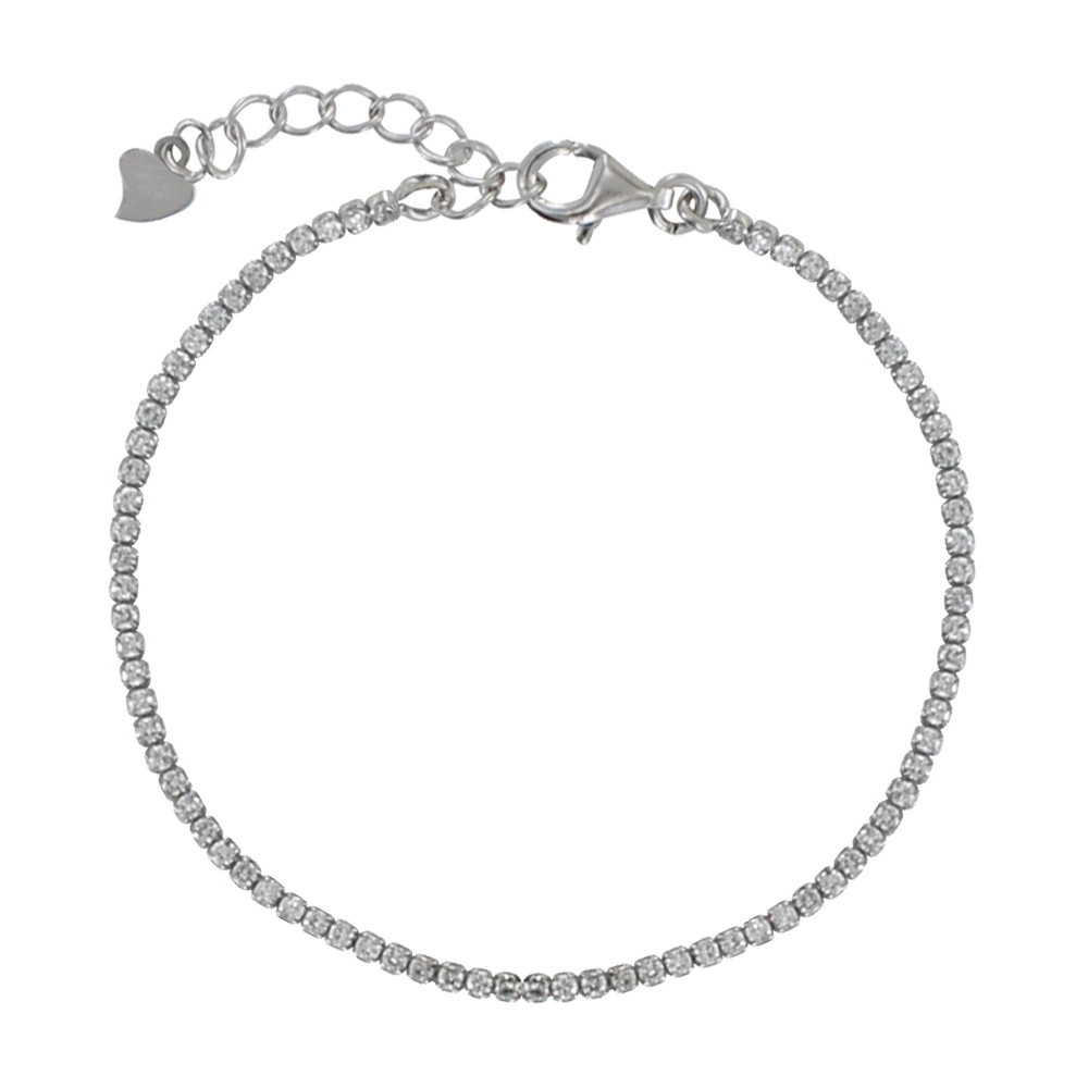 LES POULETTES BIJOUX Bracelet Argent 925 Rhodié Petits Carrés de Strass