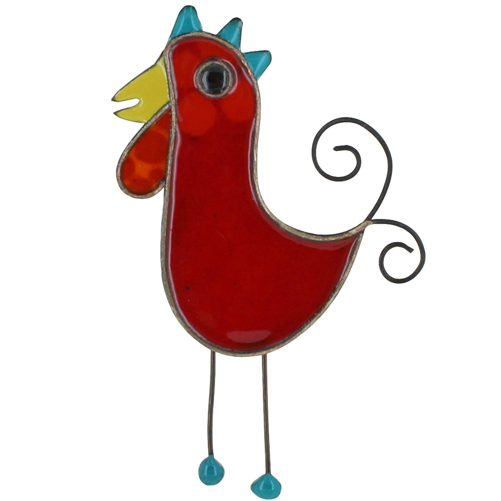 LES POULETTES BIJOUX Broche Coq émaillée Rouge