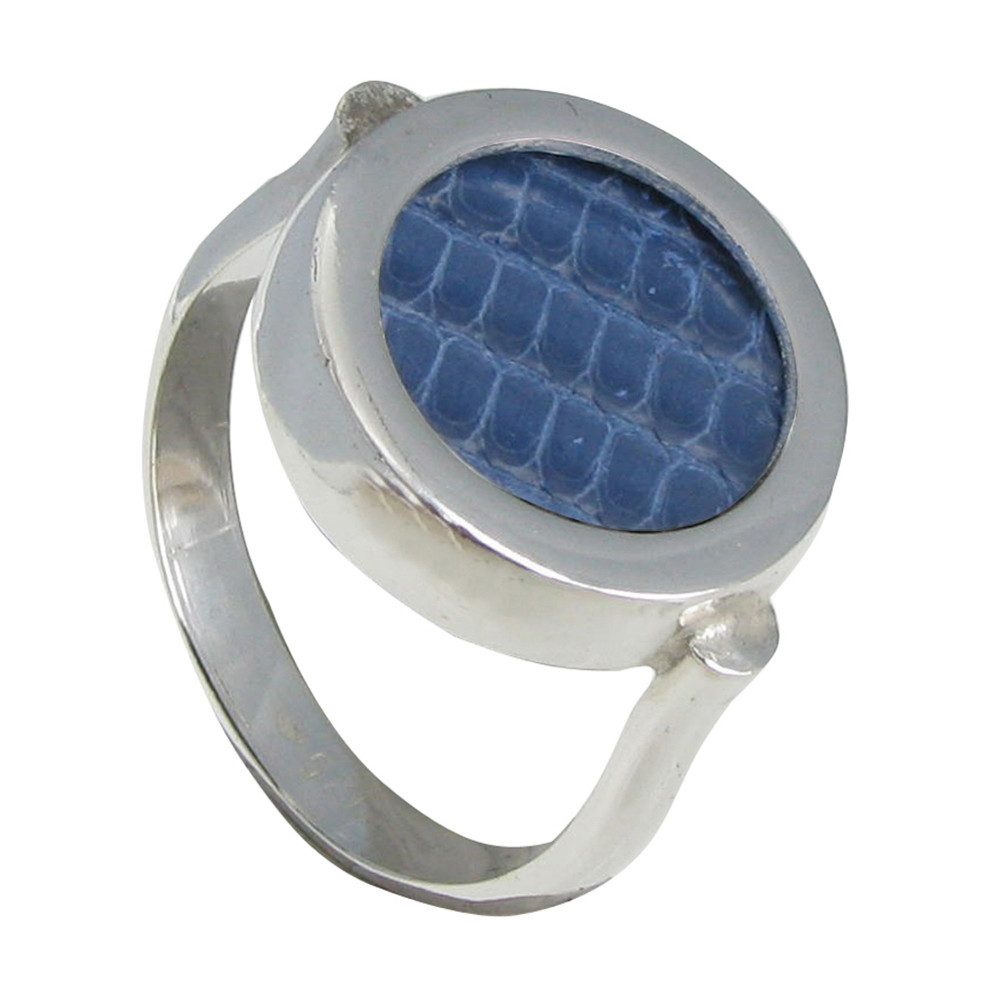 LES POULETTES BIJOUX Bague Argent 925 Ronde Pastilles Cuir Interchangeables Couleurs