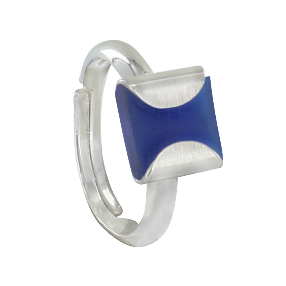 LES POULETTES BIJOUX Bague Argent Réglable Carré Silicone Couleurs Interchangeables
