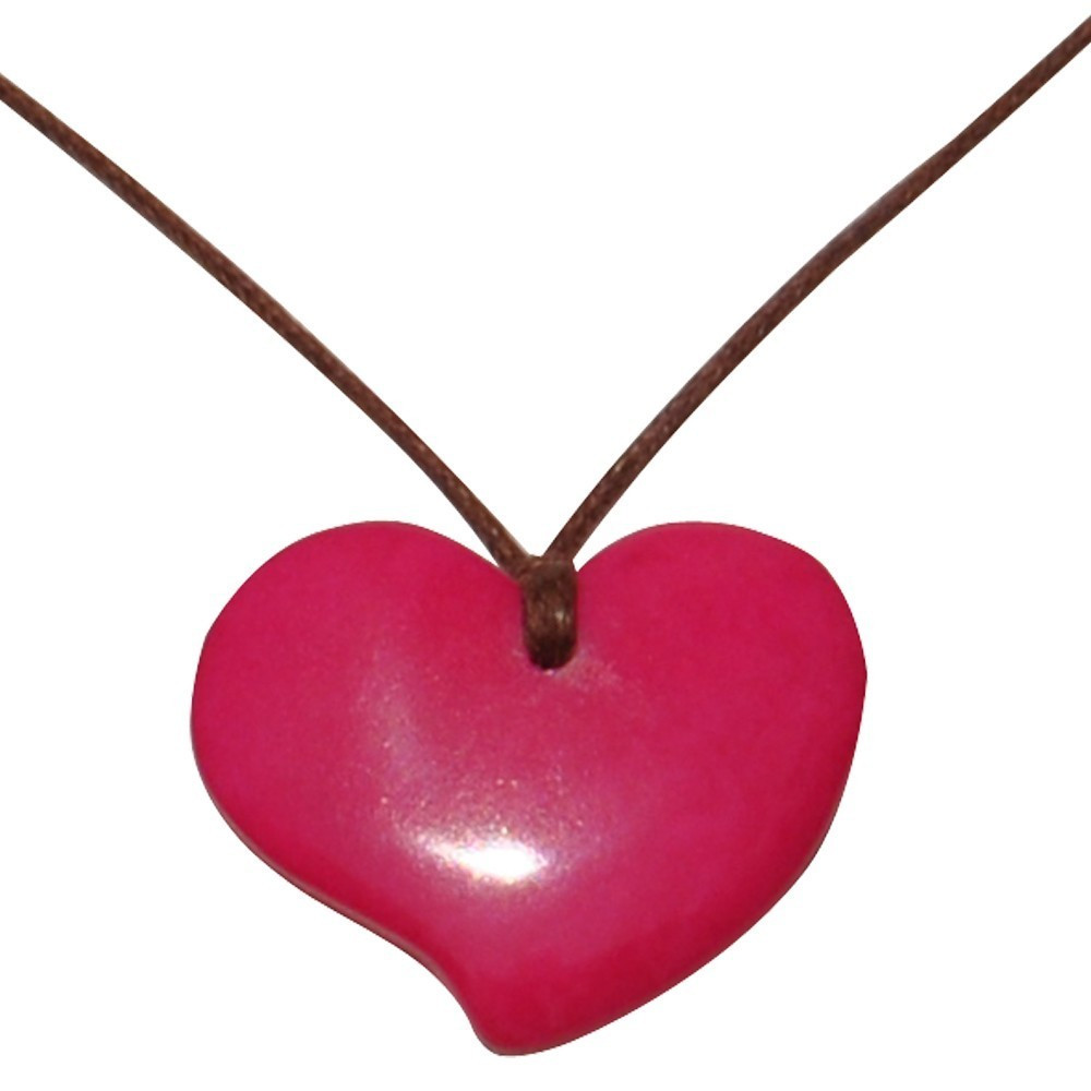 LES POULETTES BIJOUX Collier Coeur en Tagua - Classics - Fuchsia