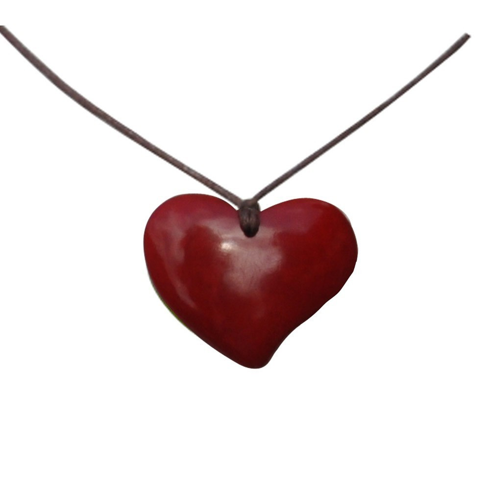 LES POULETTES BIJOUX - Collier Coeur en Tagua - Classics - Rouge