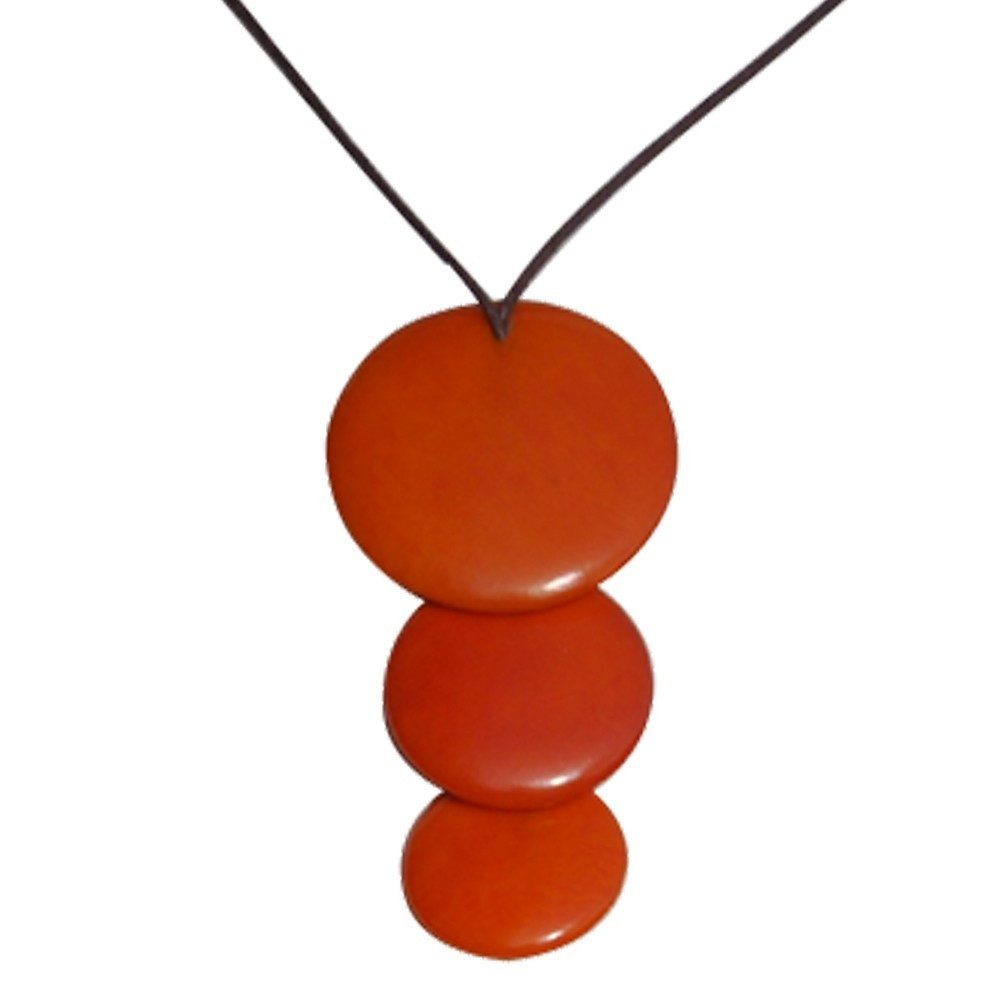 LES POULETTES BIJOUX Collier Tagua Trois Pastilles - Classics - Orange