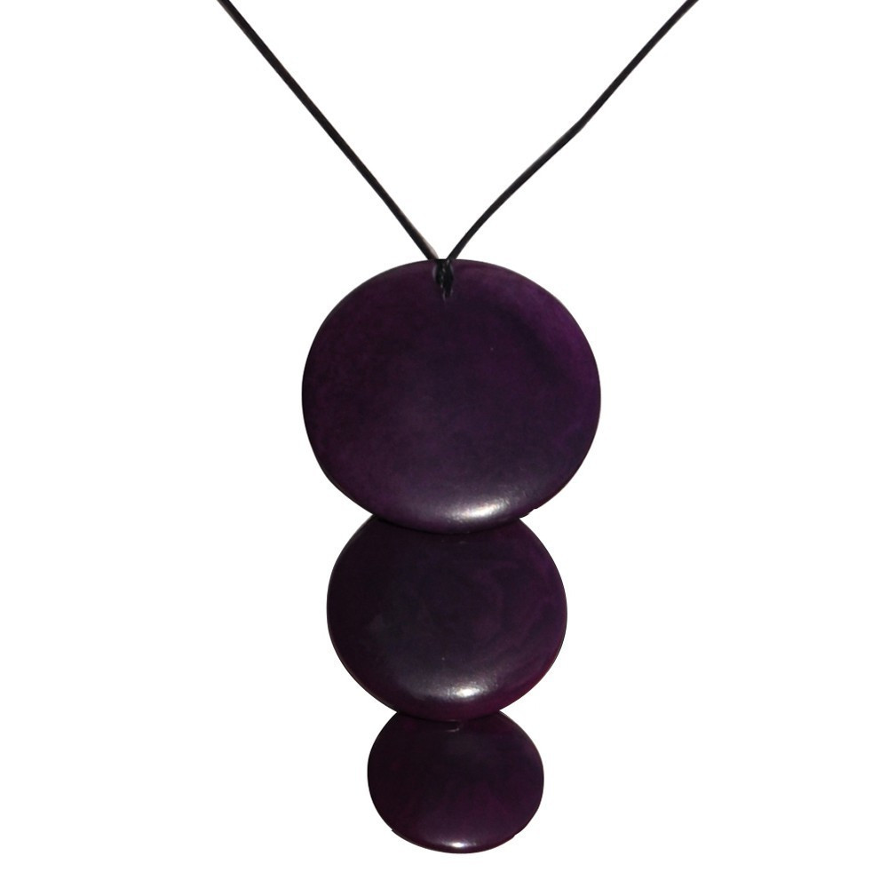 LES POULETTES BIJOUX Collier Tagua Trois Pastilles - Classics - Violet