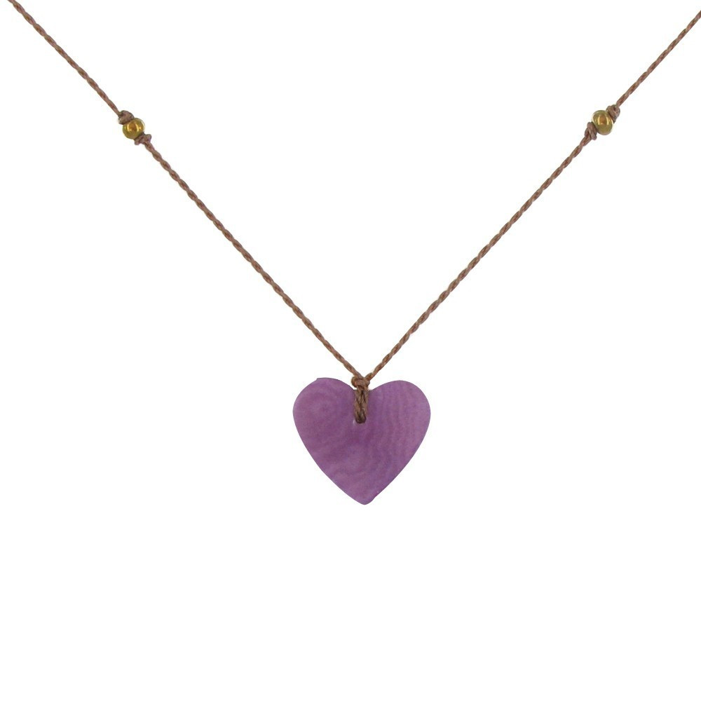 LES POULETTES BIJOUX Collier Petit Coeur en Tagua - Classics - Violet