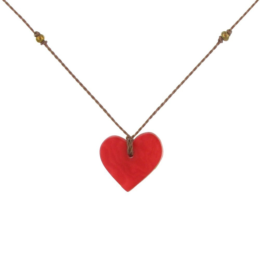 LES POULETTES BIJOUX - Collier Petit Coeur en Tagua - Classics - Rouge