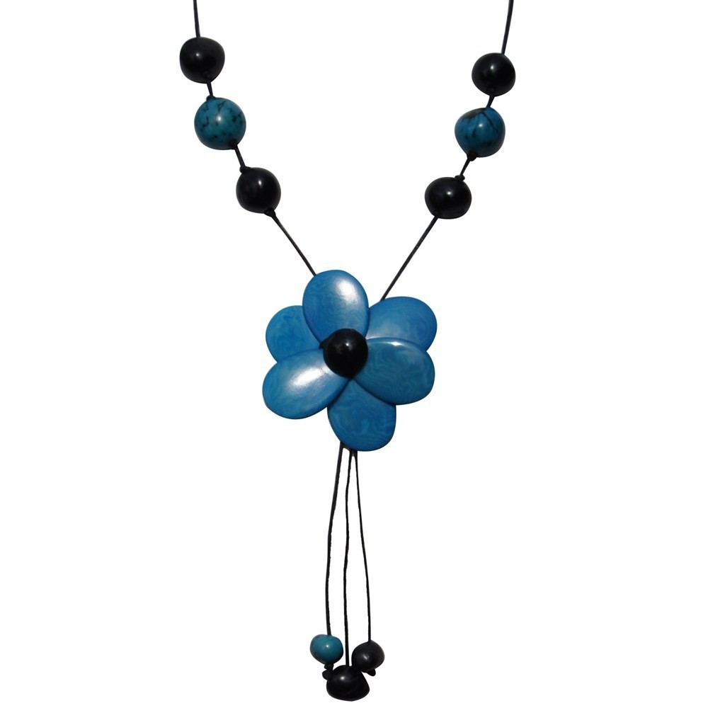 LES POULETTES BIJOUX - Collier Fleur de Tagua - Classics - Turquoise