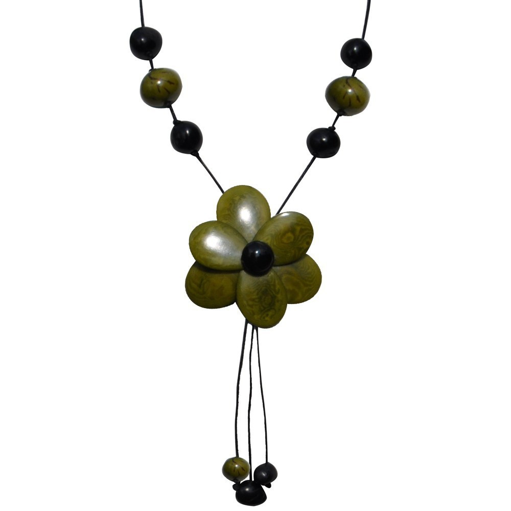 LES POULETTES BIJOUX Collier Fleur de Tagua - Classics - Vert