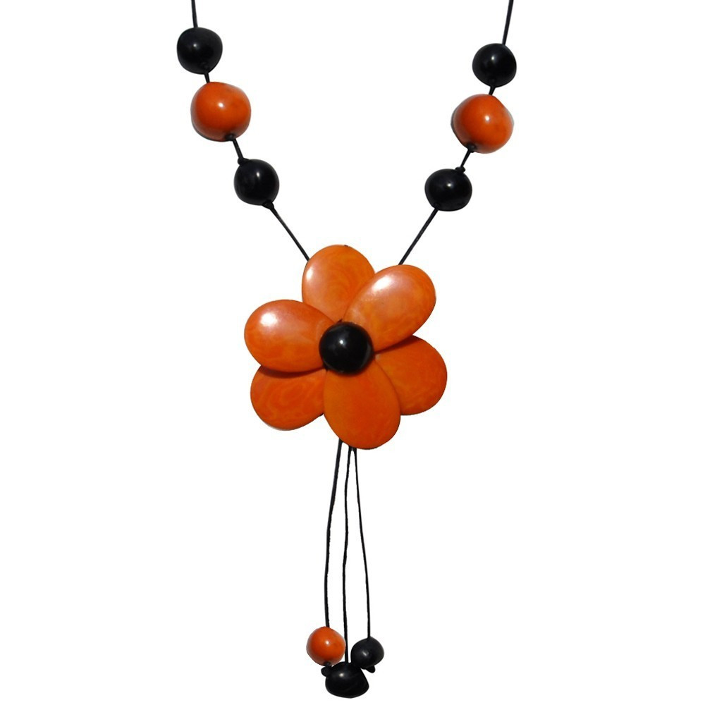 LES POULETTES BIJOUX Collier Fleur de Tagua - Classics - Orange