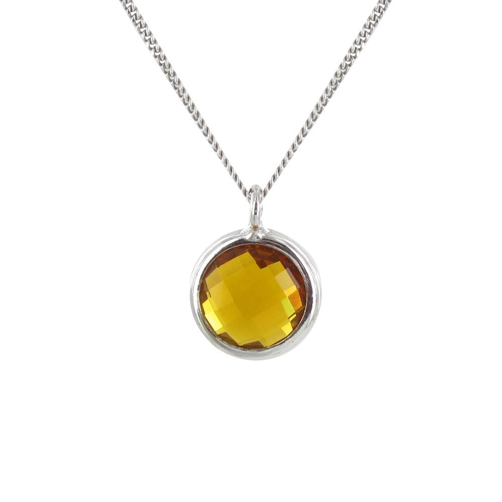 LES POULETTES BIJOUX Collier Argent Rond Cristal - Classics - Jaune
