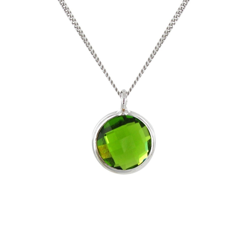 LES POULETTES BIJOUX Collier Argent Rond Cristal - Classics - Vert