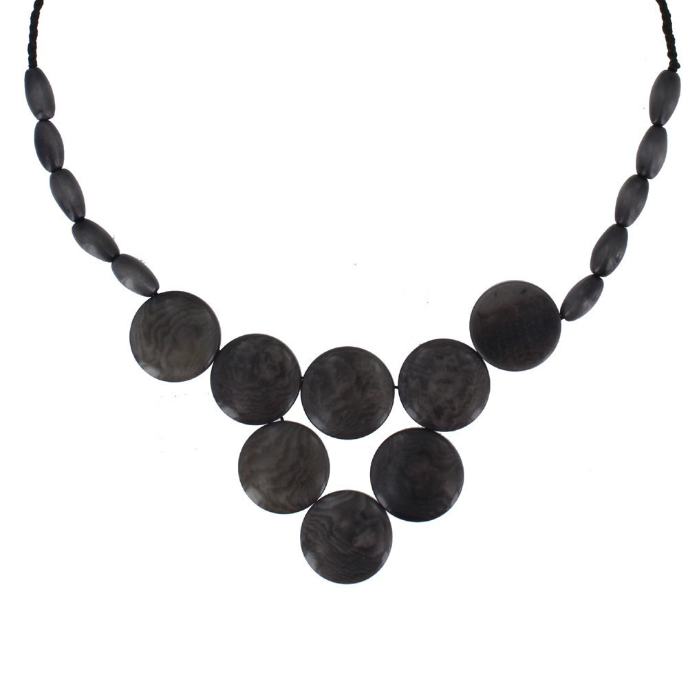 LES POULETTES BIJOUX Collier Tagua Pastilles - Classics - Gris