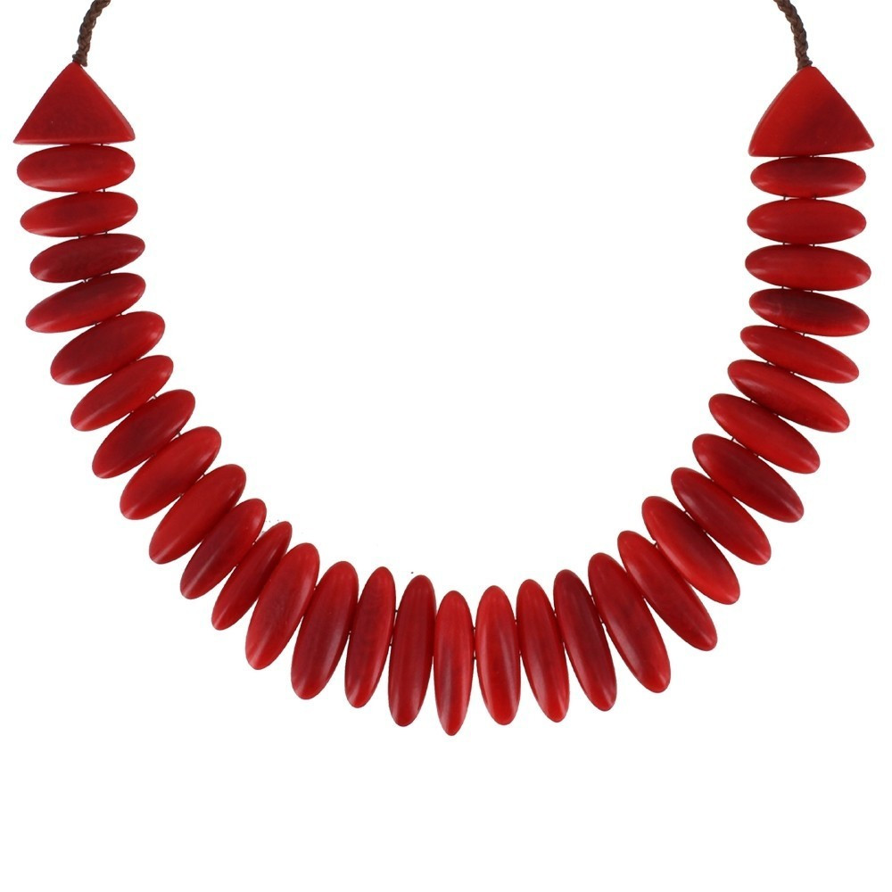 LES POULETTES BIJOUX Collier Tagua Plastron - Classics - Rouge