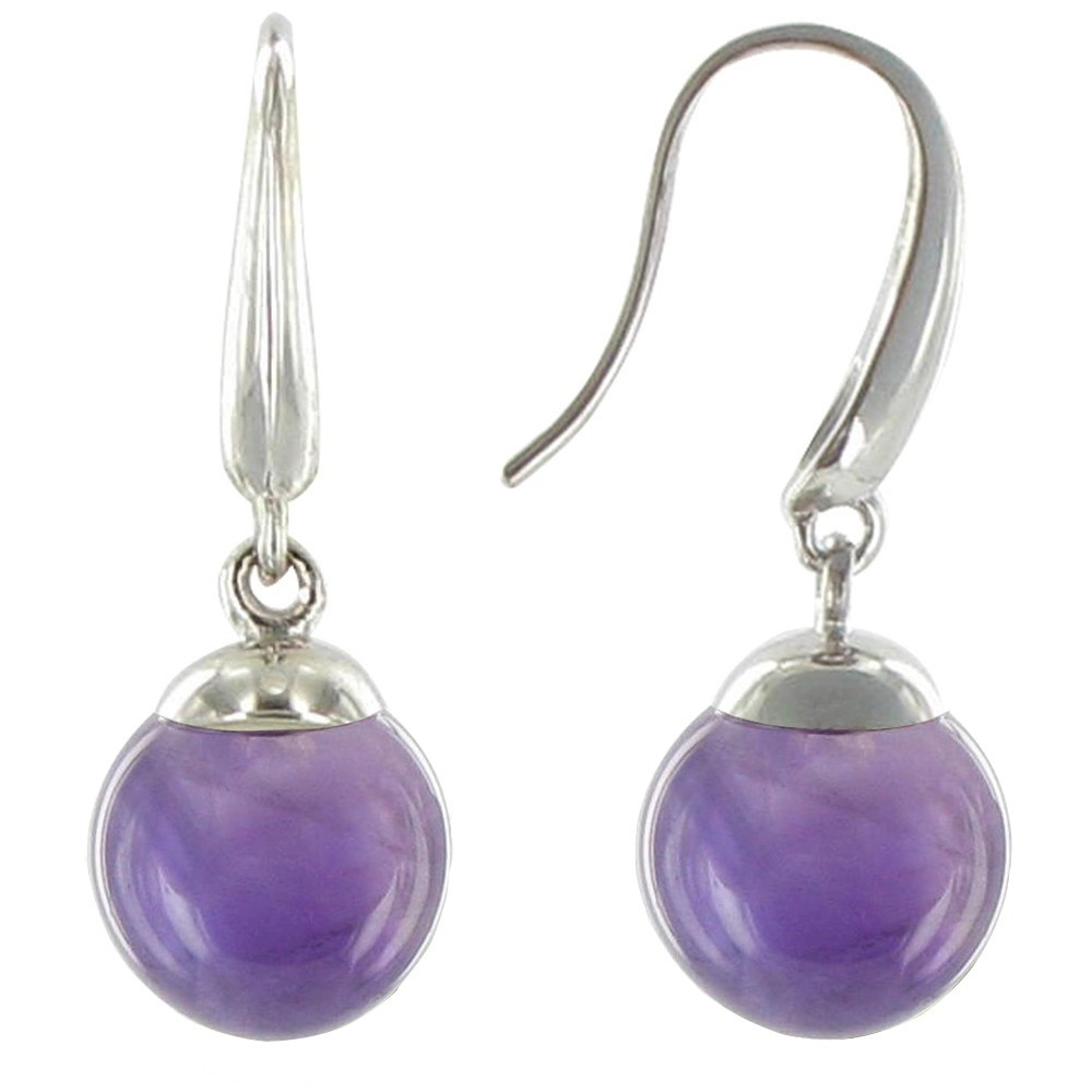 LES POULETTES BIJOUX Boucles d'Oreilles Argent Billes de Zirconium Améthyste LES POULETTES BIJOUX Boucles d'Oreilles Argent Billes de Zirconium Améthyste