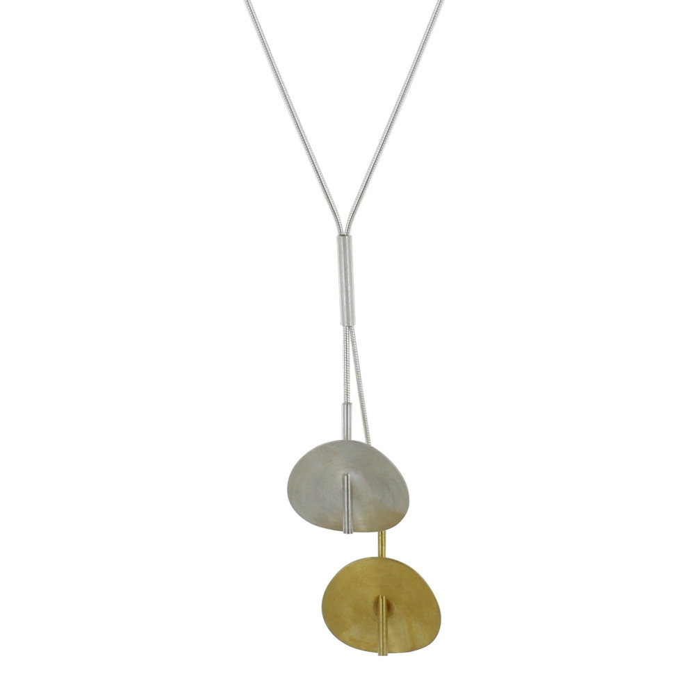 LES POULETTES BIJOUX Collier Argent 925 2 Nénuphars Argent et Vermeil