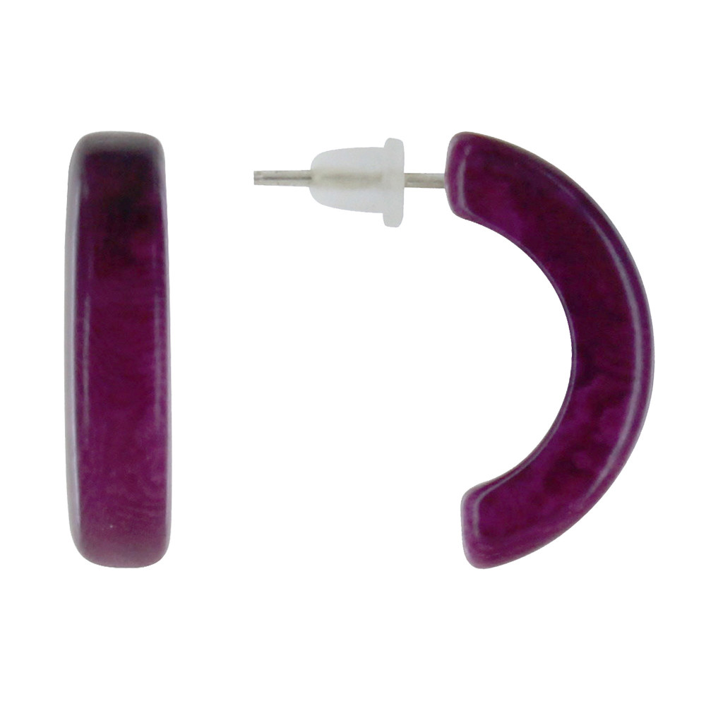 LES POULETTES BIJOUX Boucles d'Oreilles en Tagua Demi Lune - Violet