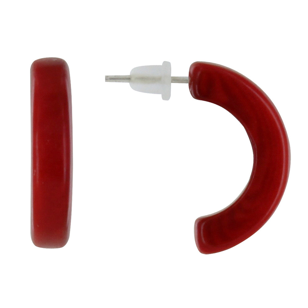 LES POULETTES BIJOUX Boucles d'Oreilles en Tagua Demi Lune