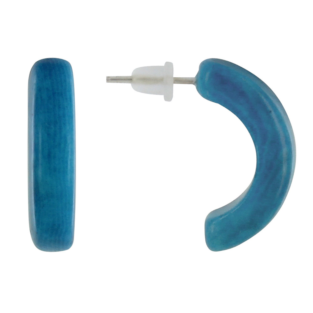 LES POULETTES BIJOUX Boucles d'Oreilles en Tagua Demi Lune - Turquoise