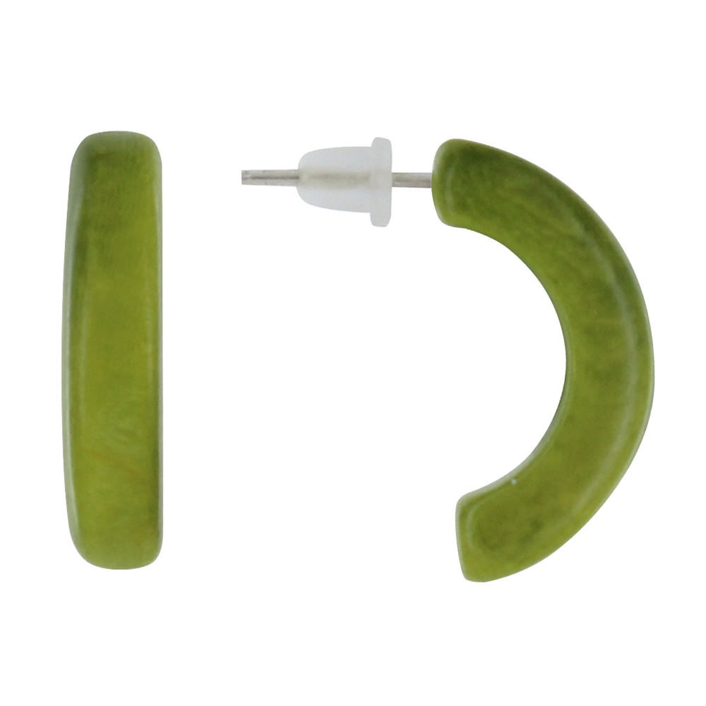 LES POULETTES BIJOUX Boucles d'Oreilles en Tagua Demi Lune - Vert