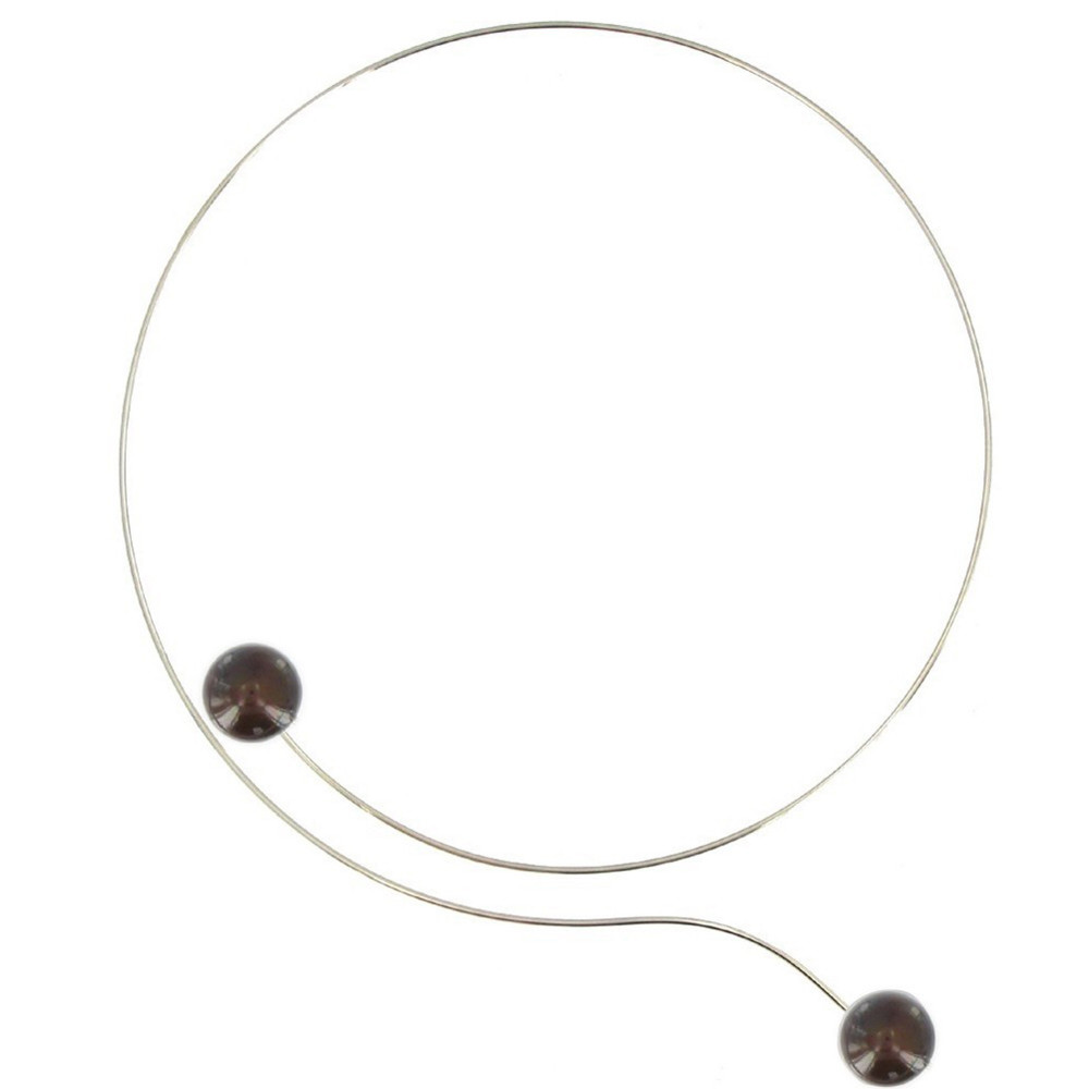 LES POULETTES BIJOUX - Collier Ras de Cou Argent 925 2 Perles de Culture 11 mm - Cla