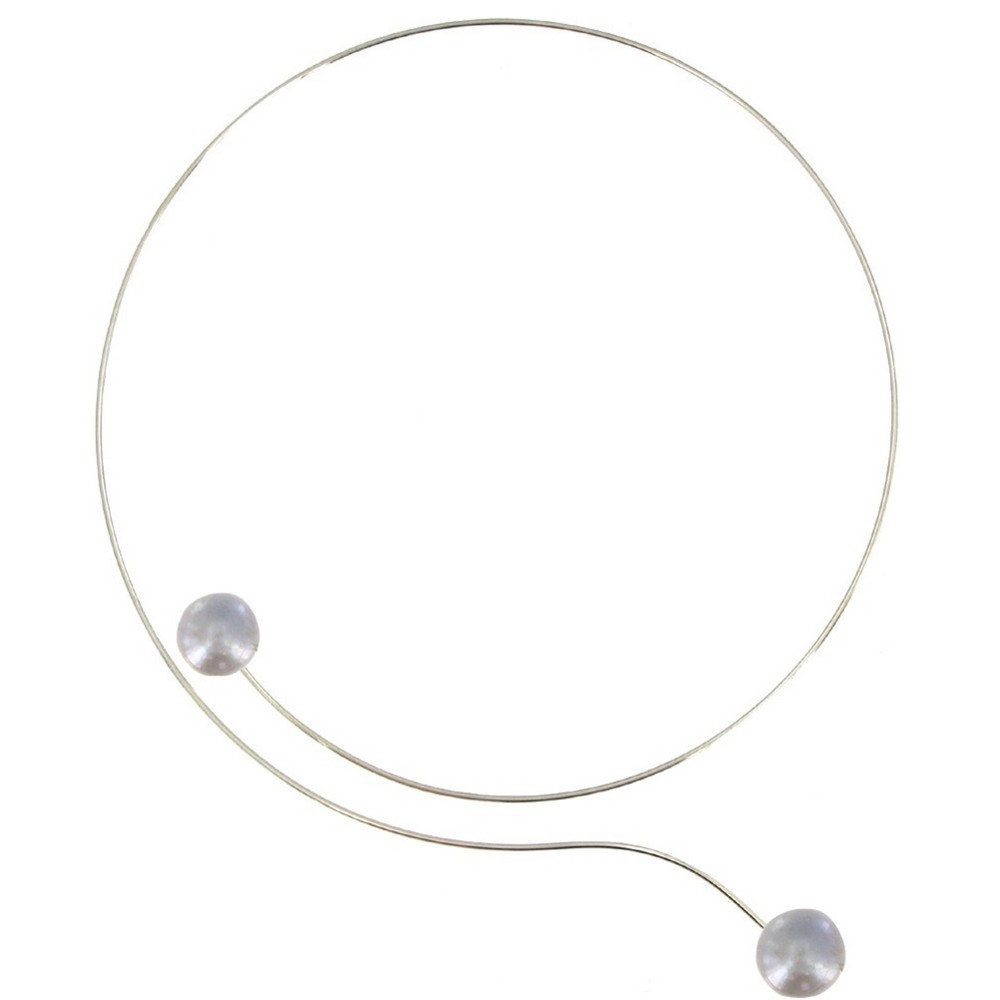 LES POULETTES BIJOUX Collier Ras de Cou Argent 925 2 Perles de Culture 11 mm - Class