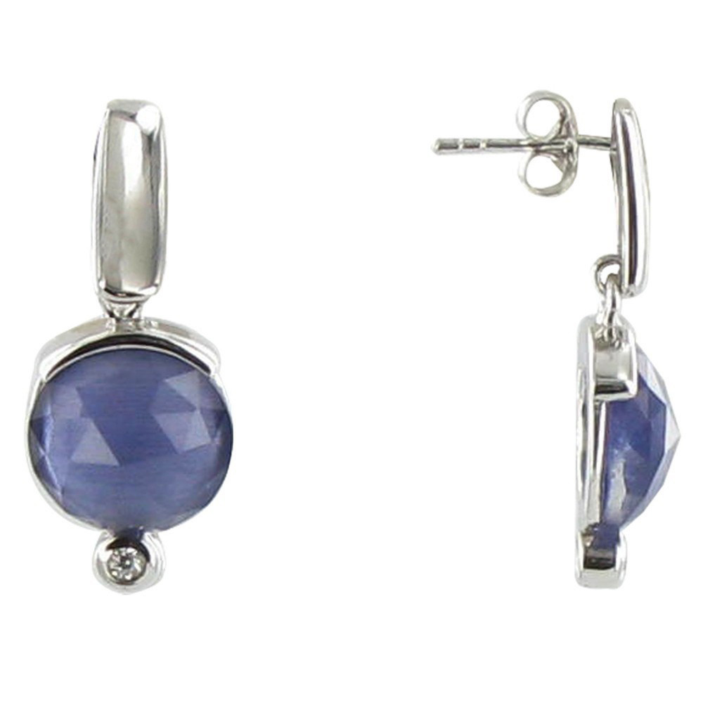 LES POULETTES BIJOUX Boucles d'Oreilles Argent Joyau Oeil de Chat et Strass - Classi