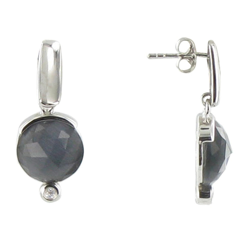 LES POULETTES BIJOUX Boucles d'Oreilles Argent Joyau Oeil de Chat et Strass - Classi