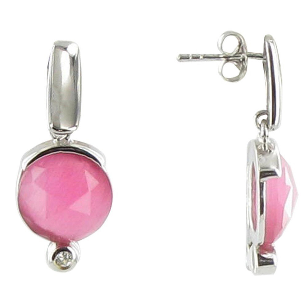 LES POULETTES BIJOUX Boucles d'Oreilles Argent Joyau Oeil de Chat et Strass - Classi