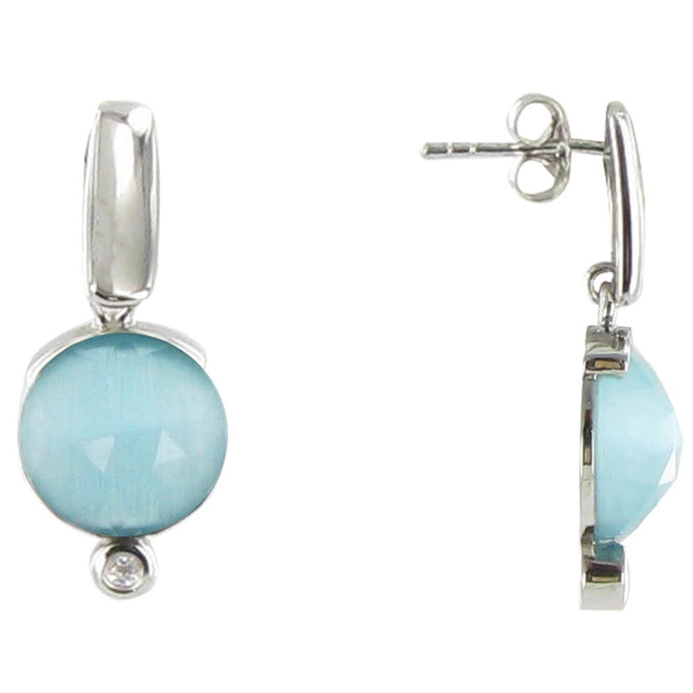 LES POULETTES BIJOUX Boucles d'Oreilles Argent Joyau Oeil de Chat et Strass - Classi