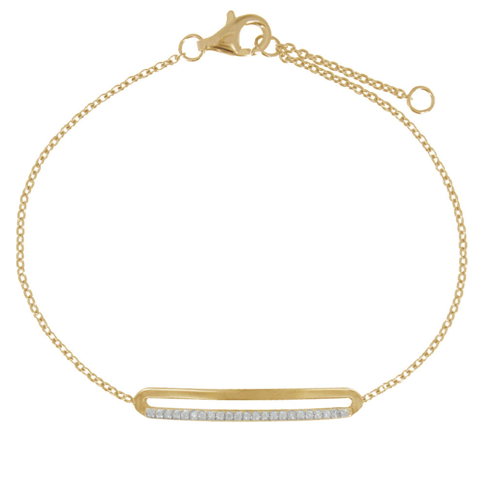 LES POULETTES BIJOUX Bracelet Plaqué Or Rectangle Ajouré et Strass