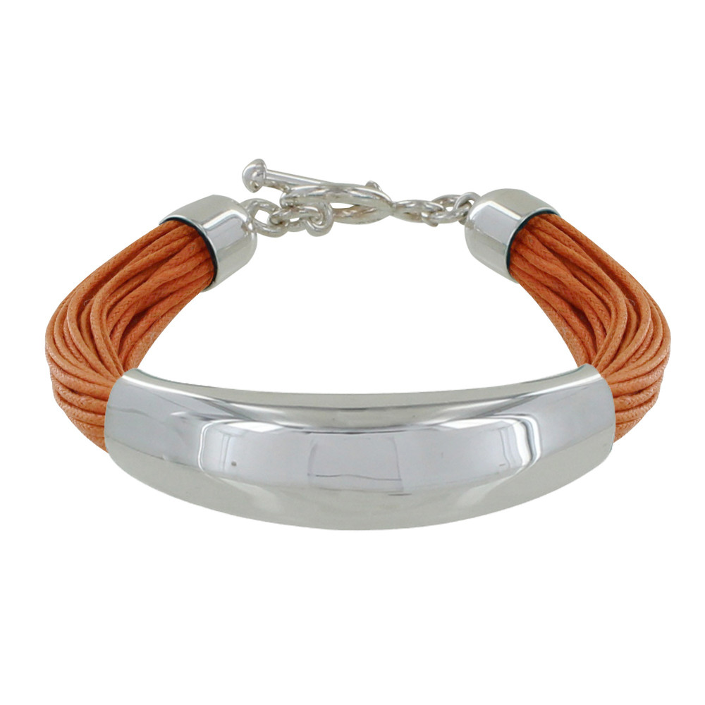 LES POULETTES BIJOUX - Bracelet Argent 925 Demi-Jonc sur Fils de Coton - Classics -