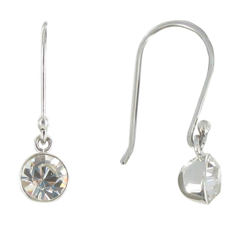 LES POULETTES BIJOUX Boucles d'Oreilles Argent Crochet Demi-Sphère Strass Cristal Fa