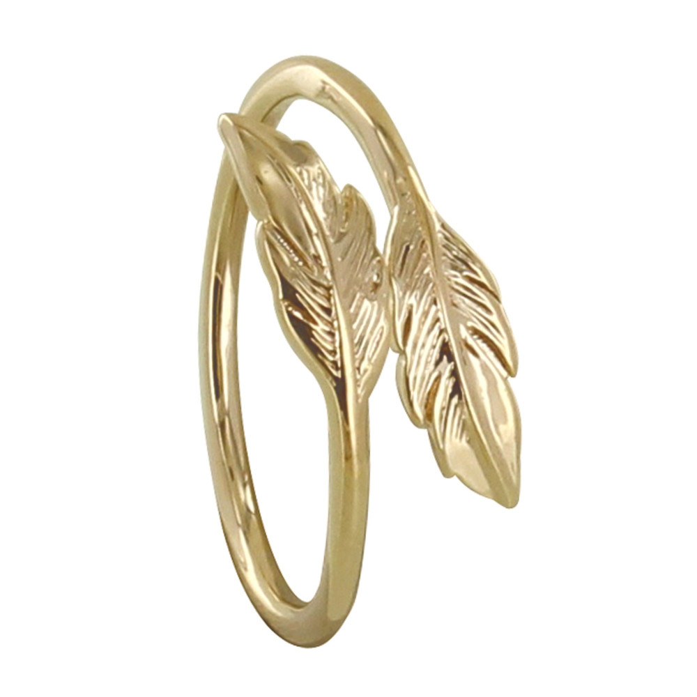 LES POULETTES BIJOUX Bague Plaqué Or Double Plume - taille 60