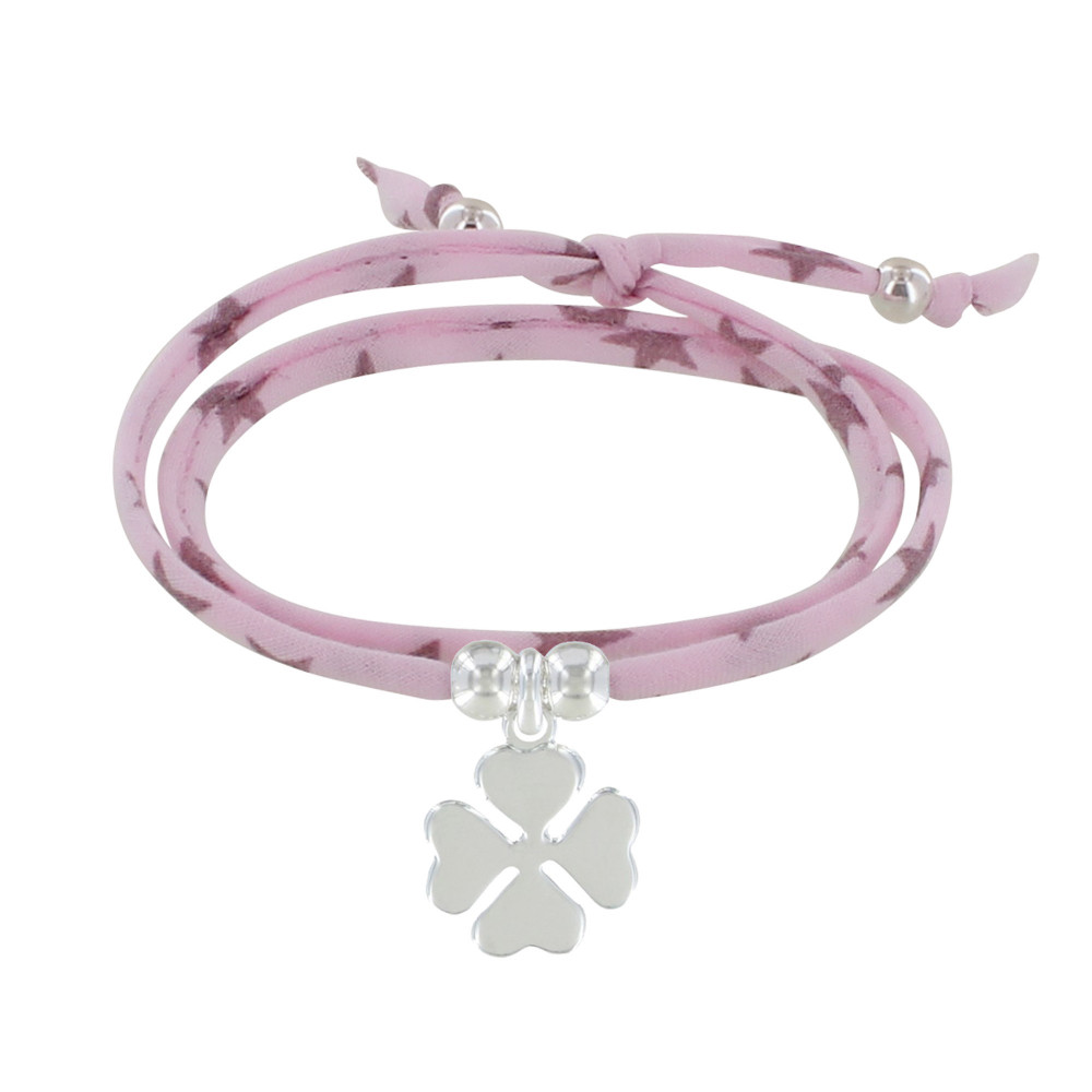 LES POULETTES BIJOUX Bracelet Double Tour Lien Etoiles et Trèfle Argent 925 - Classi