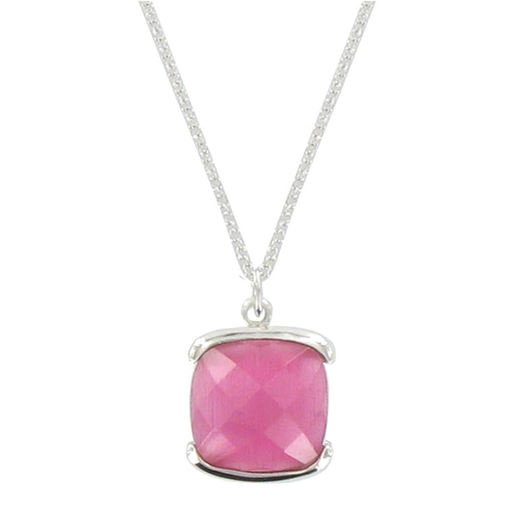 LES POULETTES BIJOUX Collier Argent et son Carré Oeil de Chat Facetée - Classics - R