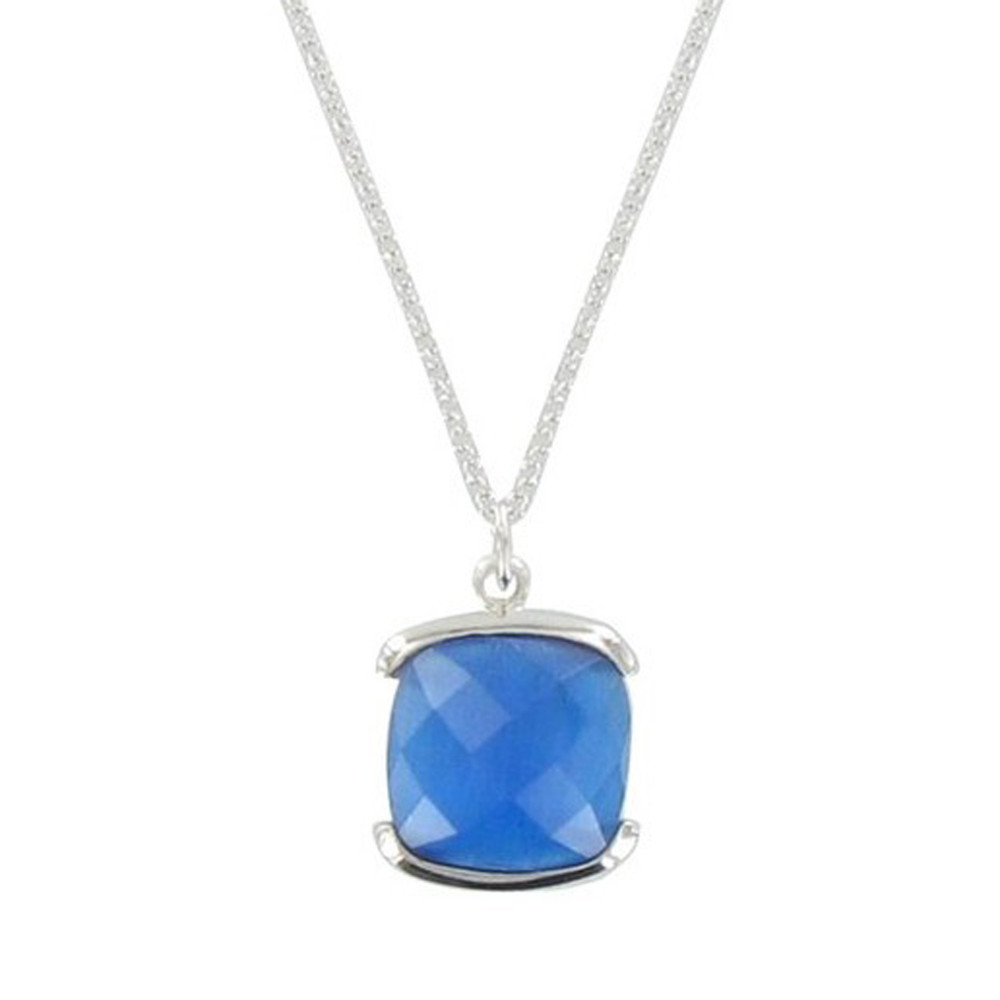 LES POULETTES BIJOUX Collier Argent et son Carré Oeil de Chat Facetée - Classics - B