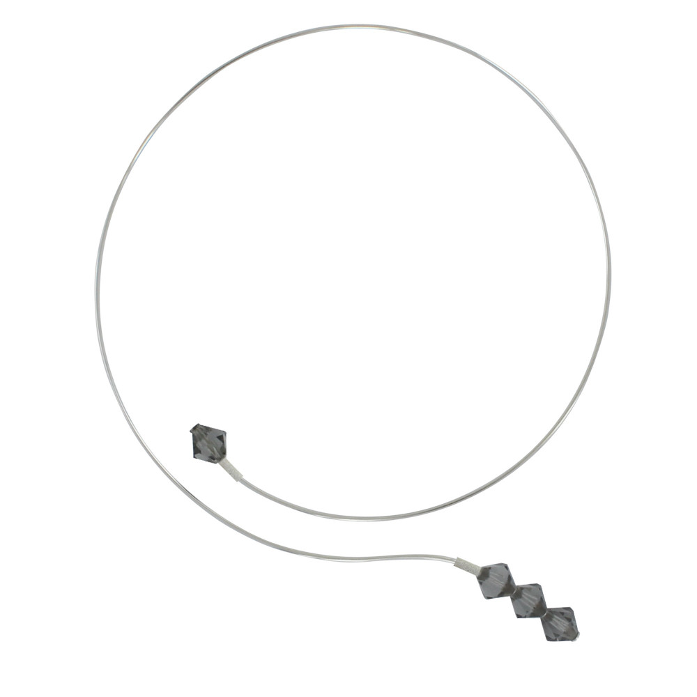 LES POULETTES BIJOUX Collier Argent Torque Cristal Grise