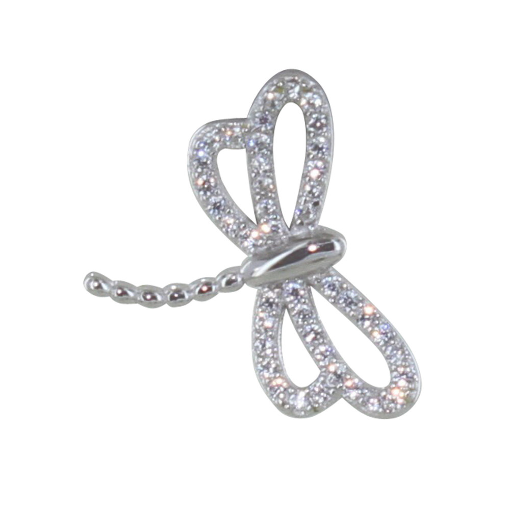 LES POULETTES BIJOUX Pendentif Argent 925 Rhodié Libellule Ailes Ajourées et Strass