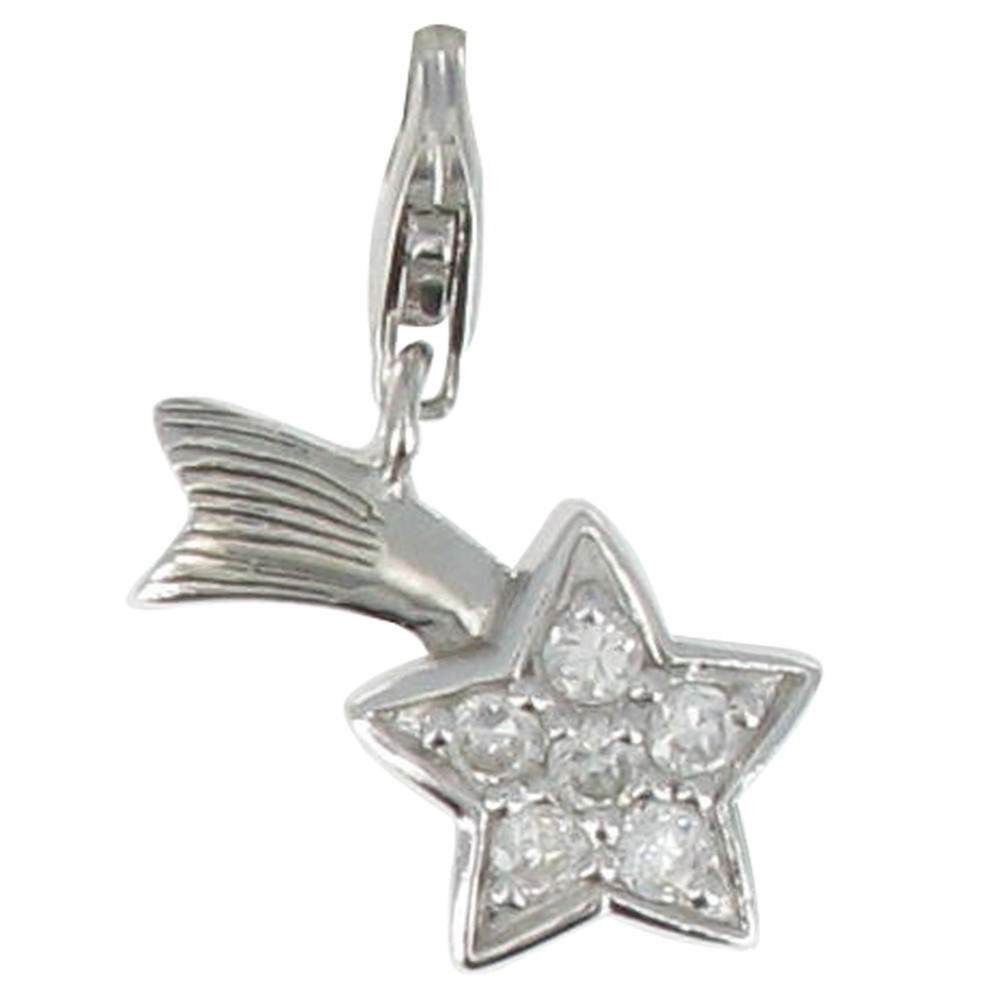 LES POULETTES BIJOUX Charms Argent 925 Etoile Filante et Strass - Classics - Blanc
